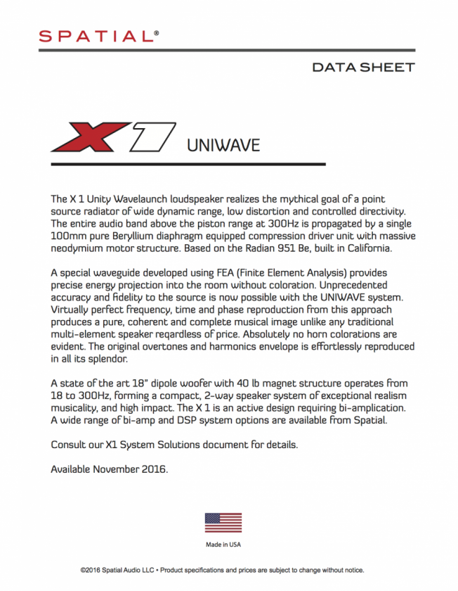 X1 Data Sheet