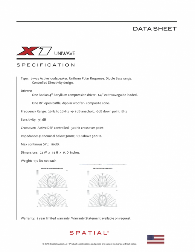 X1 Data Sheet-specs