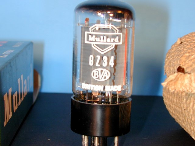 NIB NOS Mullard GZ34 (5AR4) - Perfect Lettering - CAREFULLY unwrapped for this picture. Now, back in the box.