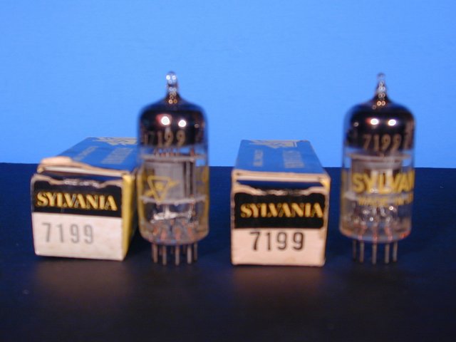 Sylvania NOS/NIB 7199 - Absolutely NOS/NIB 7199's from Sylvania. (Sorry about the poor focus. I'll fix that as soon as possible)