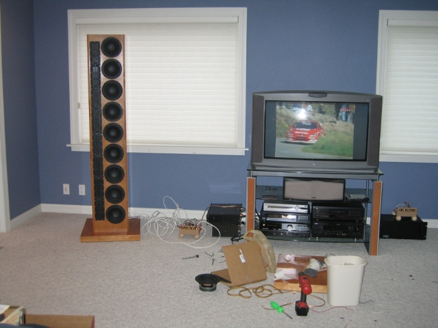 LH speaker with TV for scale (pardon the mess on the floor...)