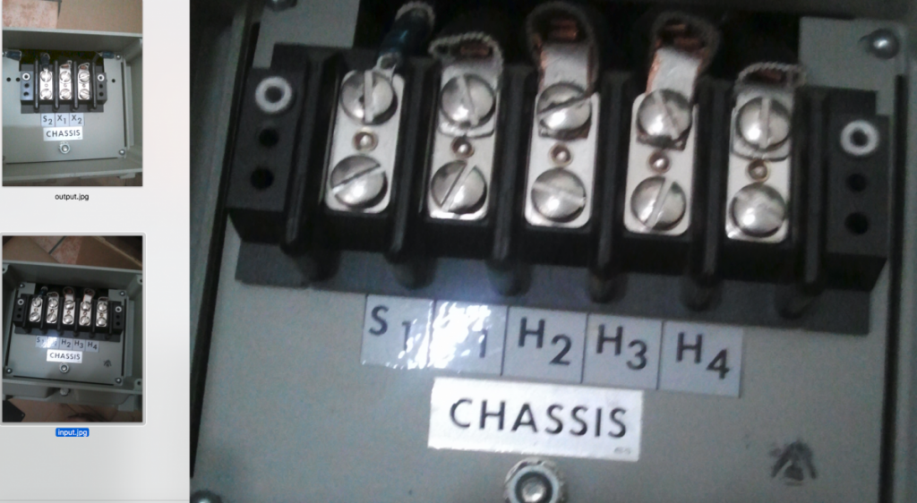 output and input actual physical connections of isolation transformer