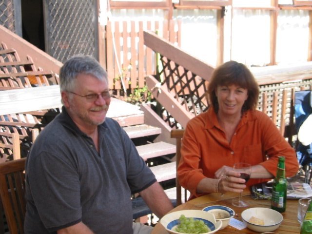 Malcolm and Toni on the deck taking a break from auditioning.