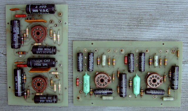 Original Dynaco-manufactured PAS-3X Epoxy-Glass Circuit boards - Two VERY rare birds! - These are original Epoxy-Glass circuit boards produced by Dynaco toward the end of PAS preamplifier production. MOST PAS preamps had phenolic circuit boards. These are MUCH more durable - (and need I say, RARE!) It is not known if these were produced by the original Dynaco folks in Philadelphia, or if they were manufactured by Stereo Cost Cutters/Sound Valves/Sound Values in Columbus, Ohio. *Probably* the latter. (They owned the Dynaco brand name before Panor.)
