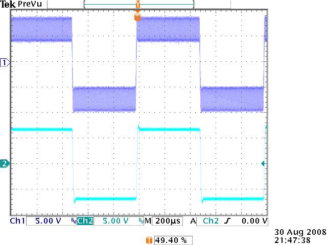 scope shot #1 - shows switching ripple removed by filter