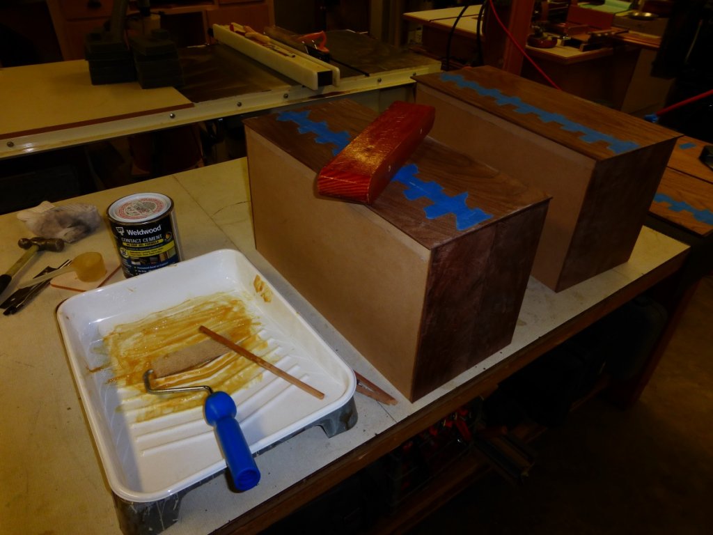 Glue veneer to enclosure