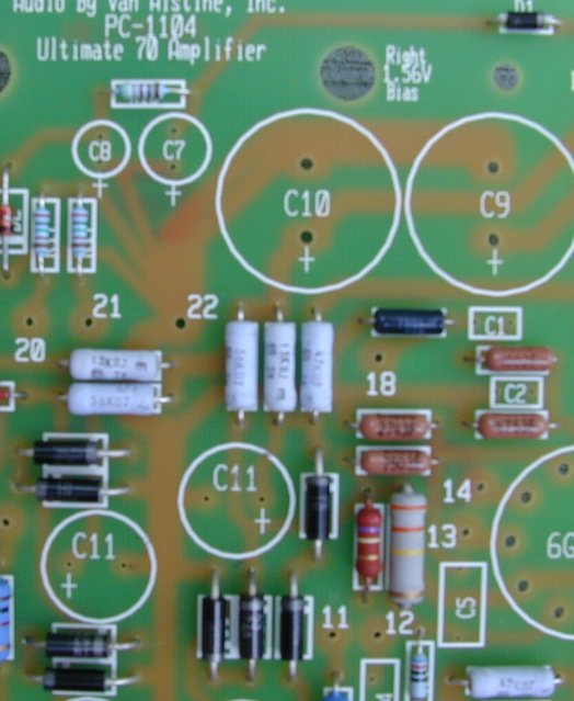 Audio by Van Alstine "Ultimate Stereo 70" Rebuild Kit - Diodes - Installed - Here is a picture of our Audio by Van Alstine "Ultimate Stereo 70" Driver Board that shows all ten diodes installed in the proper orientation.