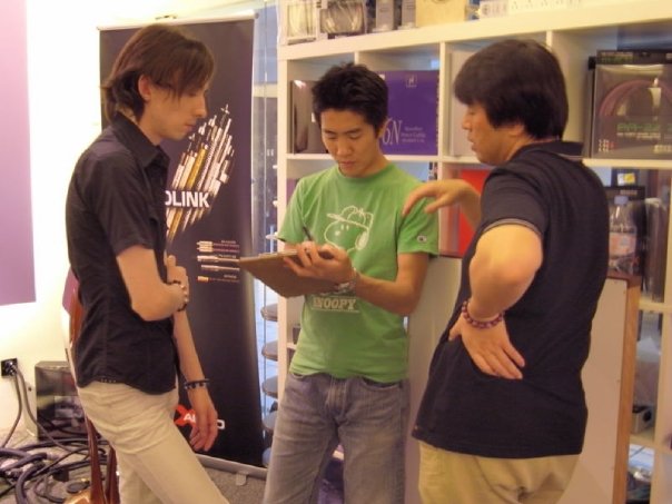The Acoustic Revive team going through the demo checklist