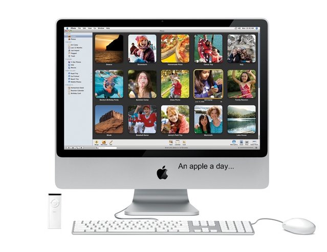 Keeps the doctor at bay.. - Apple iMac 20" Core 2 Duo 2.4 GHz
4GB, 250GB, SD, ATI Radeon HD 2400

"bite..."