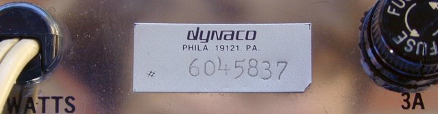 Serial Number Foil Label - on factory-wired units only - This silver-gray foil label is stamped with the Stereo 70's serial number. This label was only affixed to factory-wired units.