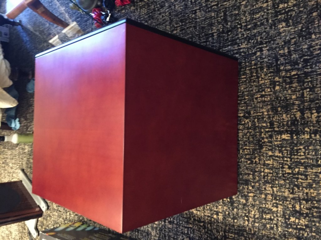 Shown without glass top to fully expose cherrywood - excellent condition all around.