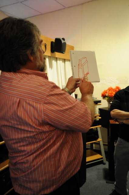 Richard Vandersteen sketches his new 7a speakers