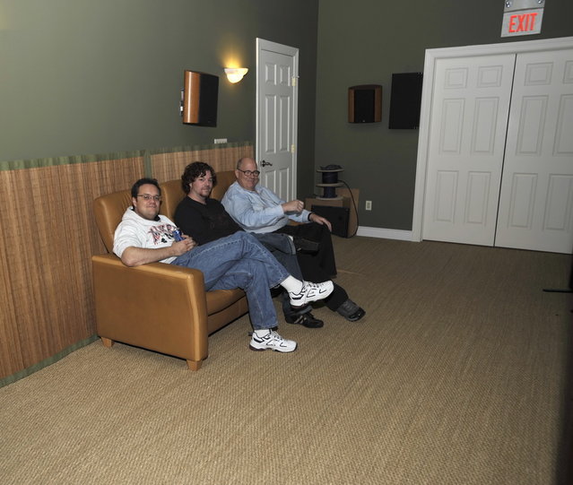 L-R: Emil, Mike and Jim on the sweet spot of the Magneplanar 20.1