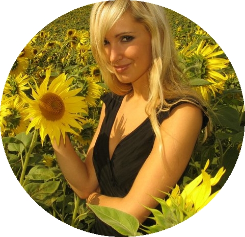 Lots of flowers, some more in blossom than others... - It's a bit difficult to see, but there is actually a small green butterly on the sunflower that the woman
is holding there. 
Oh My! 

So, my icon, it look like? Right...


 To dew her orbs upon the green: 
 The sunflowers tall, her pensioners be. 
Oh My...