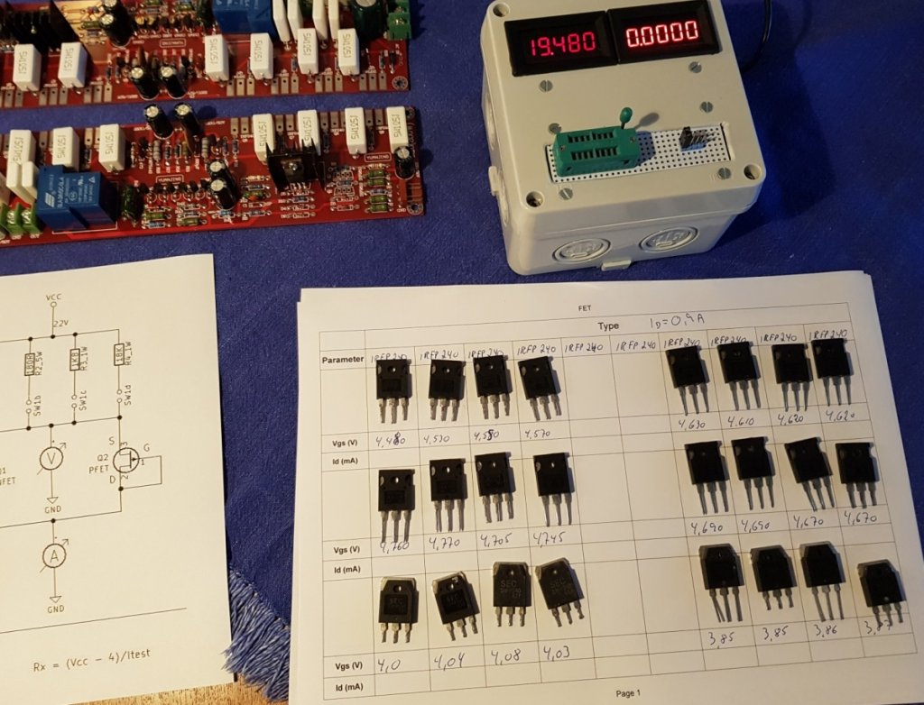 Matching power FETs with home made Pass FET tester
