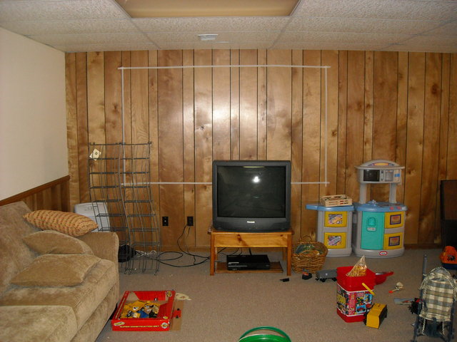 shorter front wall with taped perimeter of screen