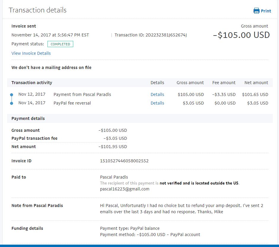 Paypal refund