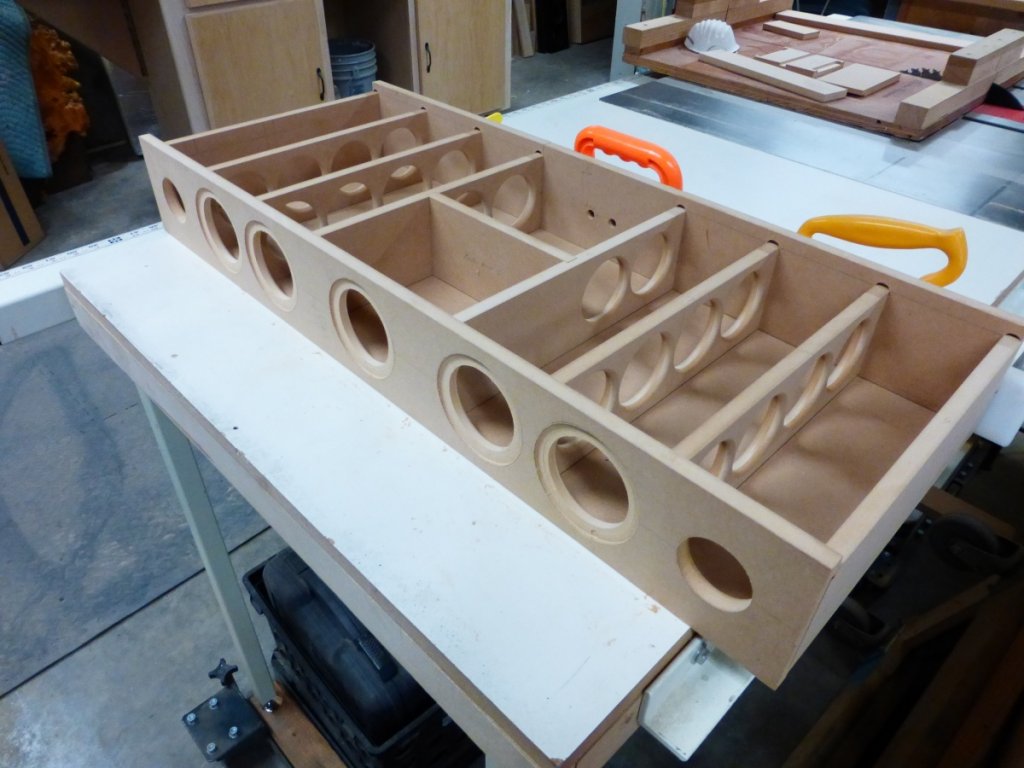 Holes routered in (whew, there wa a lot). Ready for glue up.