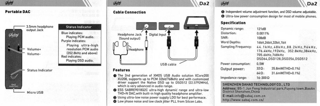 Sabaj Da2 manual