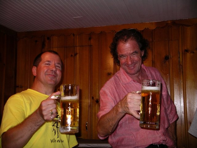 Me and Lobo in my basement having a Summit on tap!