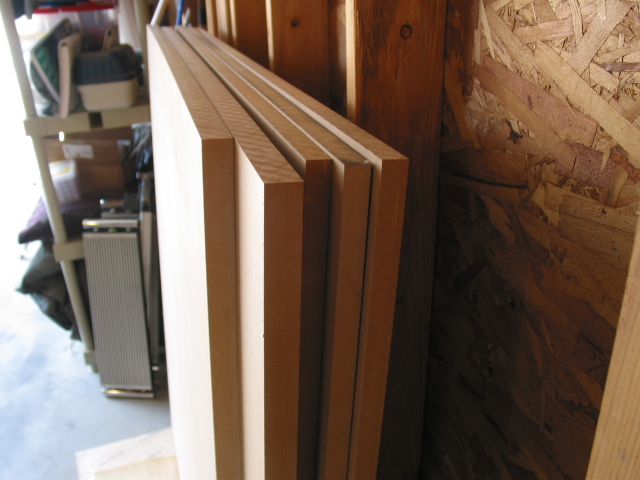 Speaker double refined MDF. - 2 sheets of 3/4" and 1 sheet of 1" MDF (4 x 8' sheets) was enough to finish the speaker. I had them cut in half for easy transport