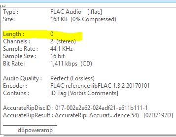 Unsuccessful dbpoweramp CD Rip View 2 - June 2018