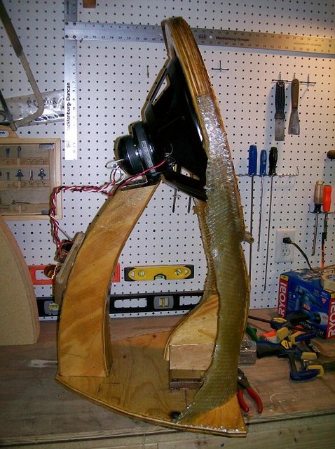 Fiberglass DIY (obviously) baffle with 15" Hawthorne Silver Iris Coaxial (work still in progress)