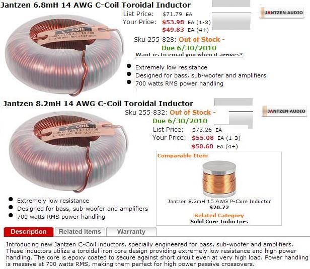 JANTZEN-6-8m K-C-CORE-14AWG-INDUCTOR