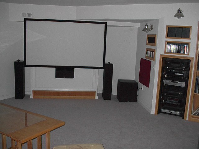 Old Basement System (see February 2011 file for updated list) - Carada 88 Inch Screen, Sony VPLAW15 Proj., B&W P6 Mains, Sony PS3, Marantz DV9600, Micromega DuoPro DAC, Samsung HDTV Tuner, Pioneer 704 LD Player, Pioneer VSX-1120-K Rec'r, Dayton Audio 15 inch Titanic sub, etc.