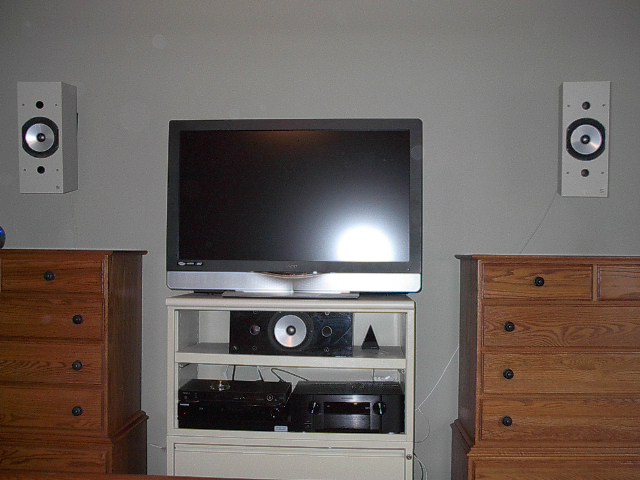 Bedroom System - Vizio 42 Inch 1080p LCD (this TV now in the kitchen 1-30-10), Marantz SR6300 Rec'r, Samsung 2500 Blu-Ray Player, Oppo 980 Universal Player, Thiel SCS2s across the front, Sunfire, Jr. sub, etc.