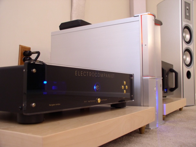 Electrocompaniet EC 4.7
Audio PC source with Lynx L 22
Plinius SA-102
Piega C3 Limiteds
Audience Au24, and Power Chords