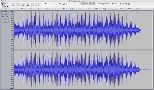 When The Night Comes, Dan Auerbach, levels in Audacity