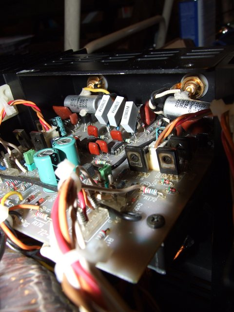 Adcom 555II driver board. - Russian teflon T1 bypass caps on the input coupling cap. .01uF