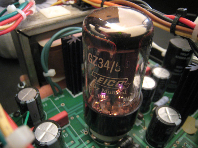 GZ34 rectifier tube in SWL 9.0 preamp - Eico Mullard 
date ??