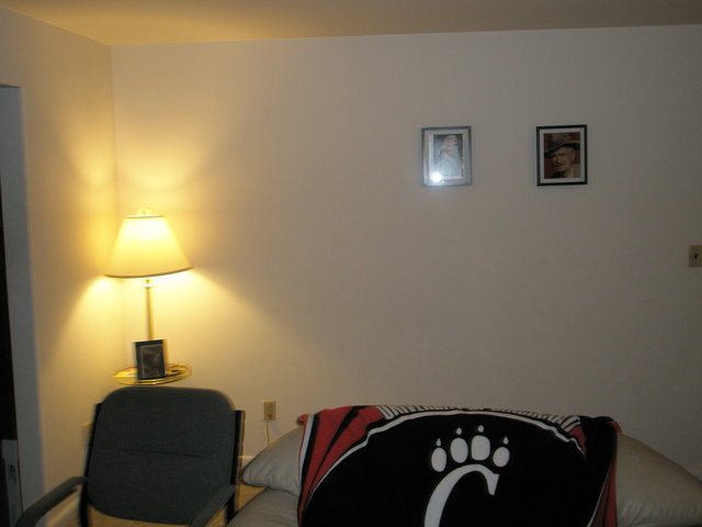 back wall - looking out from the stereo stand.