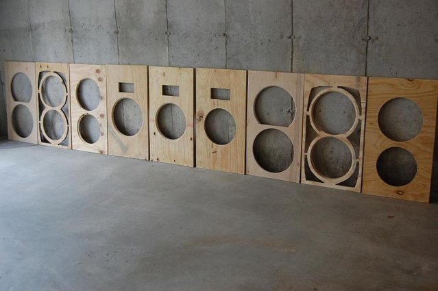 "Diminutive Duets" - Squeeze Box (SB3) soon to be mounted in center channel. 
All 15" Hawthorne Audio Silver Iris drivers mounted in DIY sand filled baffles