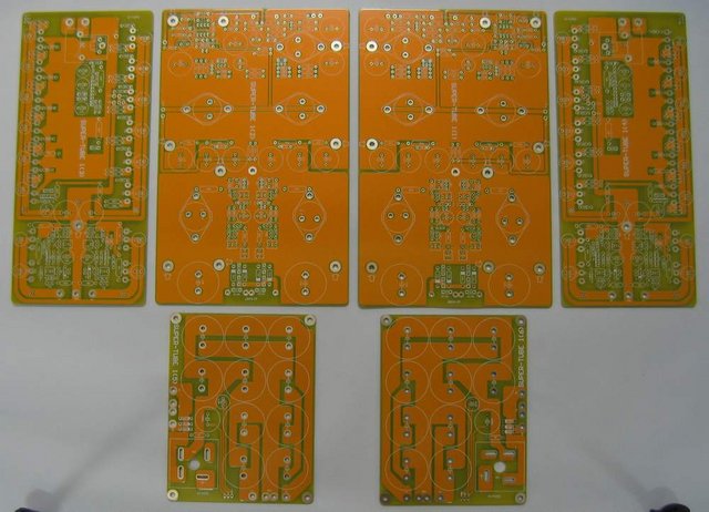 Class A power amp boards [ST-1] - lower: ps boards, upper: gain [inner pair] and output [outer pair] boards