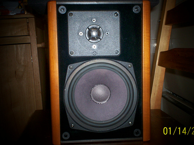 MB Electronic GMBH speakers. Sound great if you crank em, and believe me they can take abuse in the form of a 5 minute beating of AC/DC from a Rotel 1067. Excellent build quality and are among my favorites.