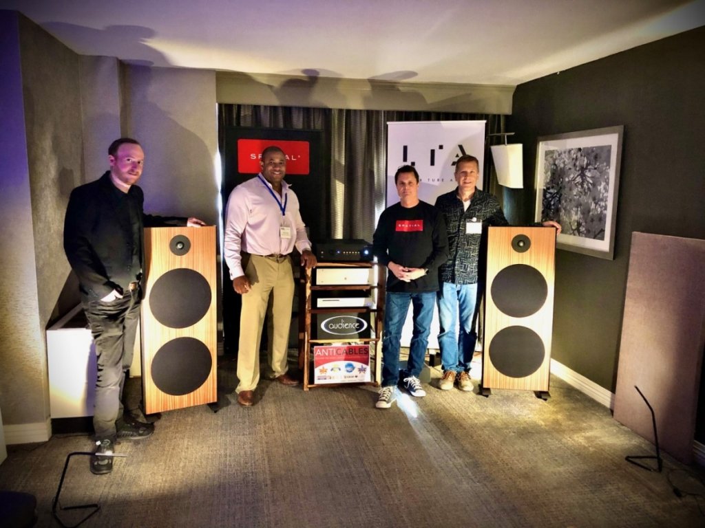 Capital AudioFest 2019 Room 526. Jacob of LTA, Fred of Lampizat Or, Clayton of Spatial, and Paul of Anti Cables