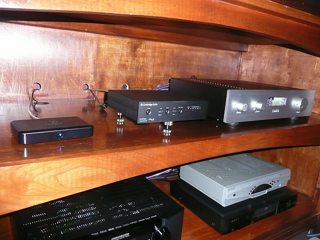 Shown: Squeezebox Duet, Cambridge Audio DACMagic, Odyssey Candela Line Stage for my stereo listening.