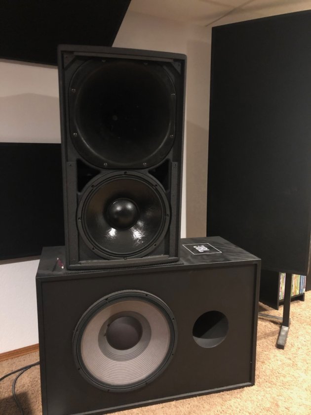 Yorkville U15, JBL 4641 and Real Traps bass traps