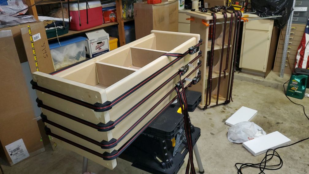 Second cabinet glued and clamped