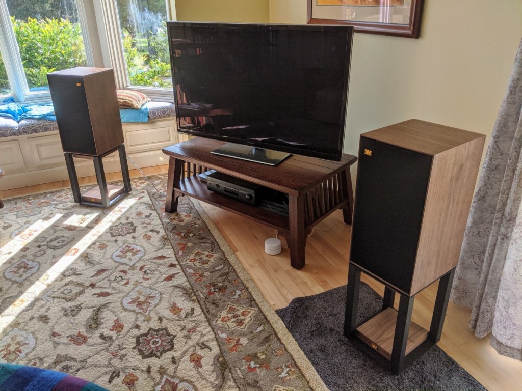 In room photo of my living room system. Speakers are Wharfedale Linton Heritage bought new in June 2020.