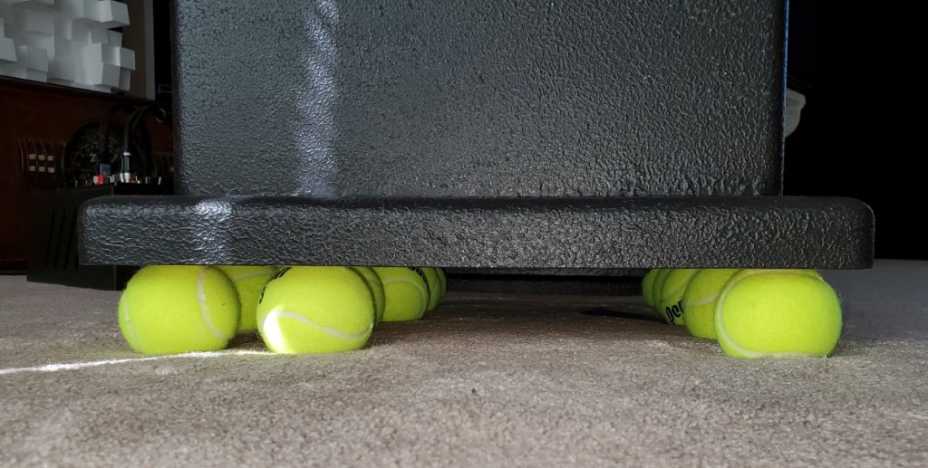 Side view of tennis balls