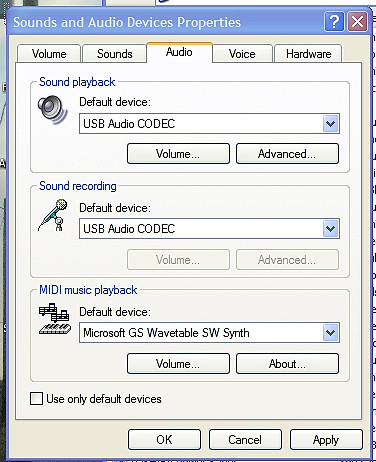 sounds audio devices properties