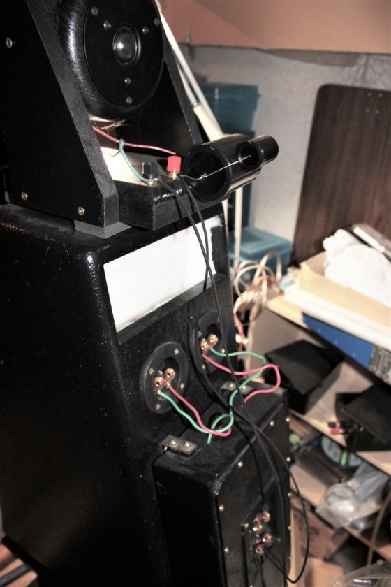 Back of speaker c/w Mundorf 6db/octave caps