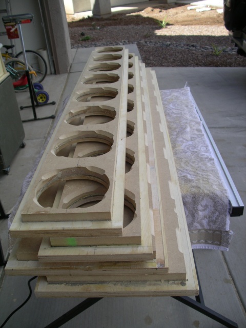 2 baffles and 2 of the sides routed and notched awaiting for gluin