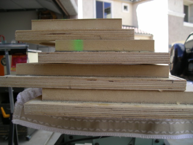 Closeup of the MDF-dynamat-Birch Plywood sandwich 1.53 thick