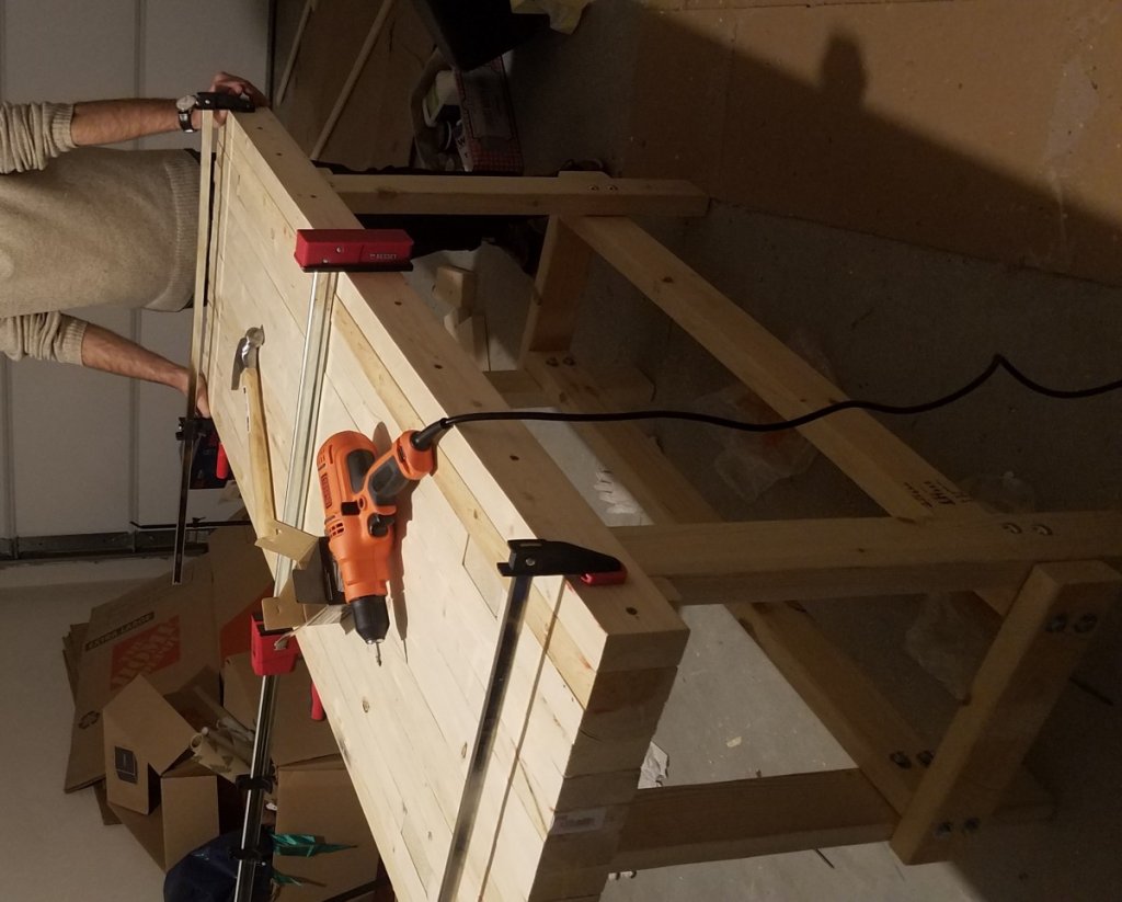 rugged workbench made entirely from 2x4s