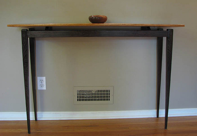 Wenge base floating Zebrawood top